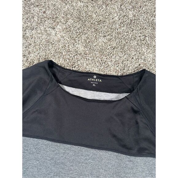Athleta Fuse Sweatshirt Scuba Neoprene Black/Gray Color Block Pull Over XL - Picture 4 of 8